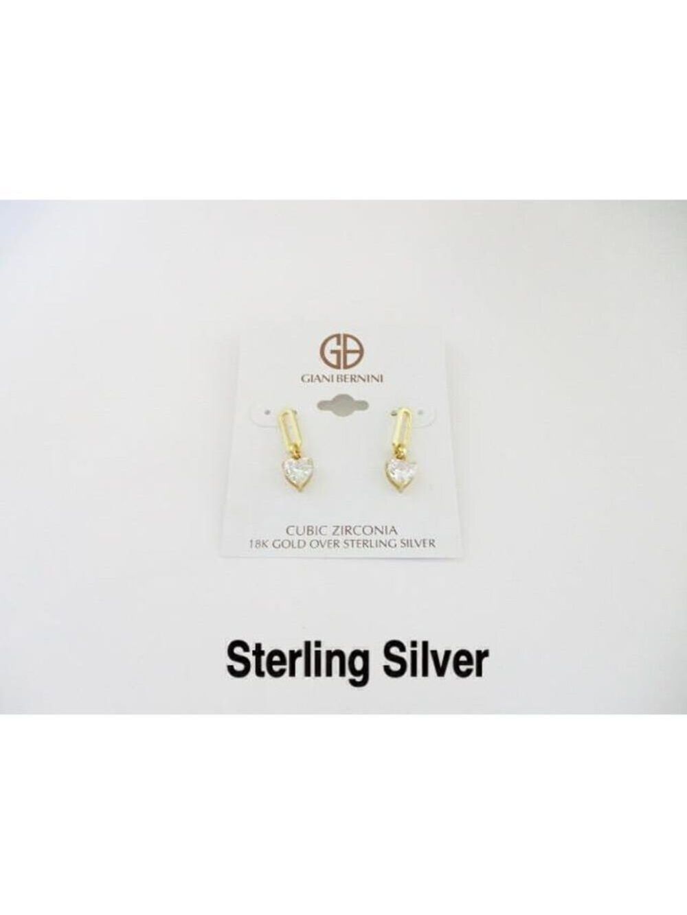 Giani Bernini 18K Gold Over SS Drop CZ Heart Earrings